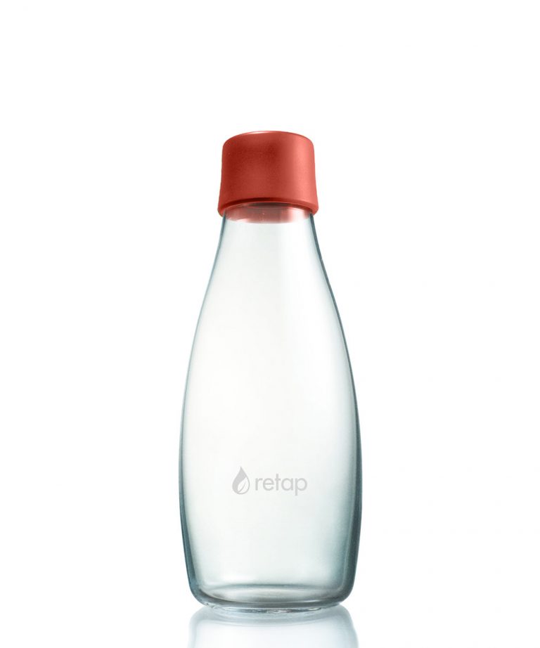 Wielorazowa szklana butelka Retap 500ml – Dusty Red
